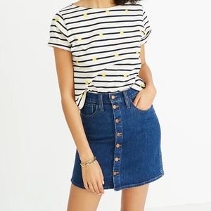 Madewell Stretch Denim Mini Skirt Button Fly